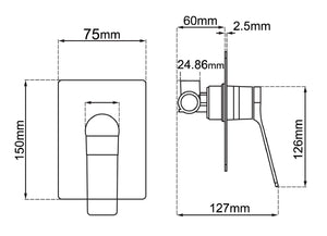 RUSHY Square Chrome Built-in Shower Mixer(Brass)