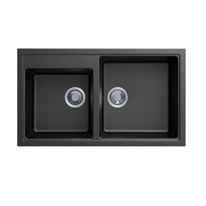 860 x 500 x 205mm Carysil N200 Double Bowl Granite Kitchen Sink Top/Flush/Under Mount