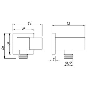 Square Black Shower Holder Wall Connector & Hose Only