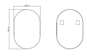 Oval Black Frame Mirror 600x900mm