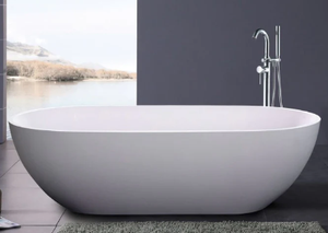 1500x750x590mm Oval Bathtub Freestanding Acrylic Gloss White Bath tub NO Overflow