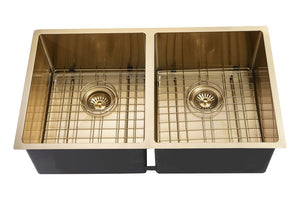 770*450*215mm  Hand-made Double Bowl Kitchen Sink