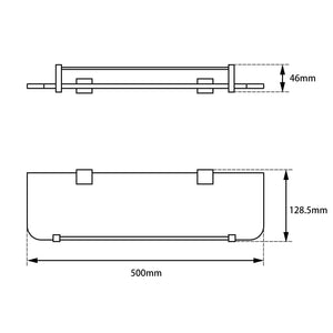 BLAZE Chrome Glass Shelf Holder 500mm