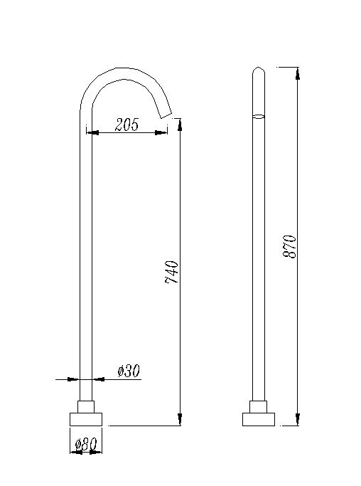 Pentro Round Chrome Stainless Steel Freestanding Bath Spout