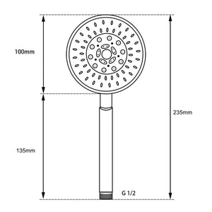 Black 5 Function Round Handheld Shower