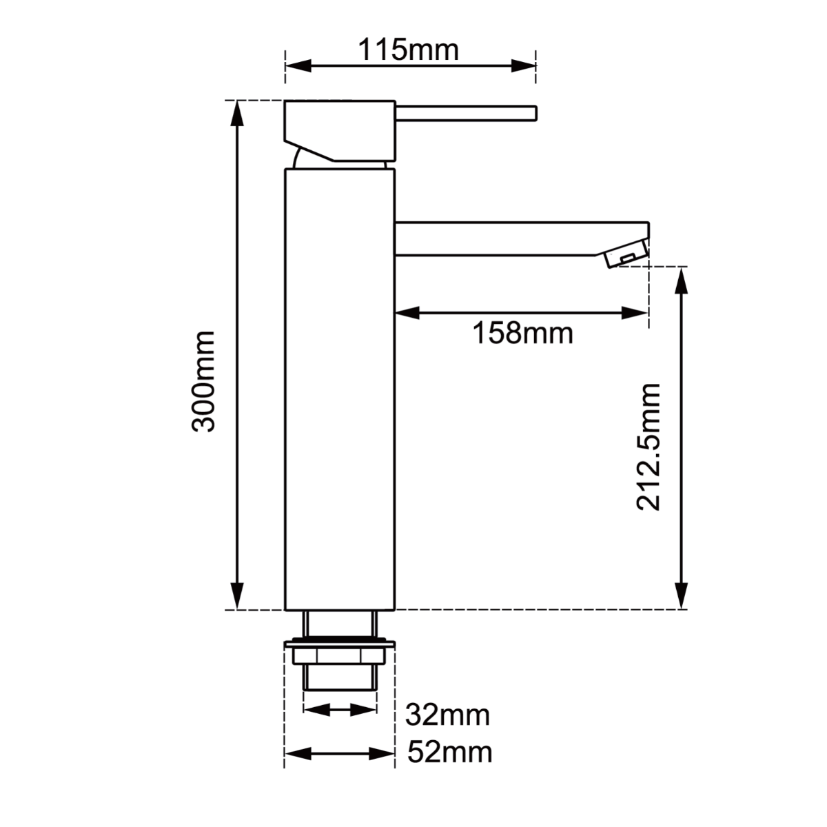 LUCID PIN Round Black Tall Basin Mixer