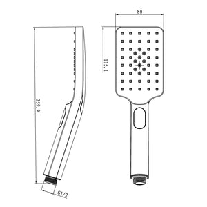 Square 3 Functions Black Rainfall Handheld Shower Head