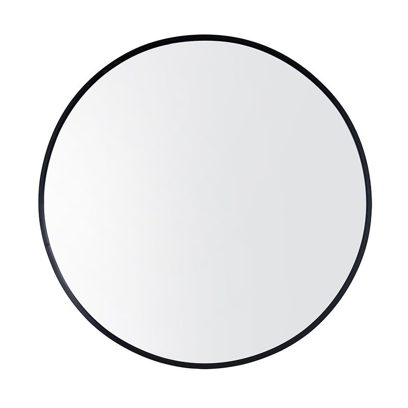 600*40mm Round Black Aluminium Wall Mirror