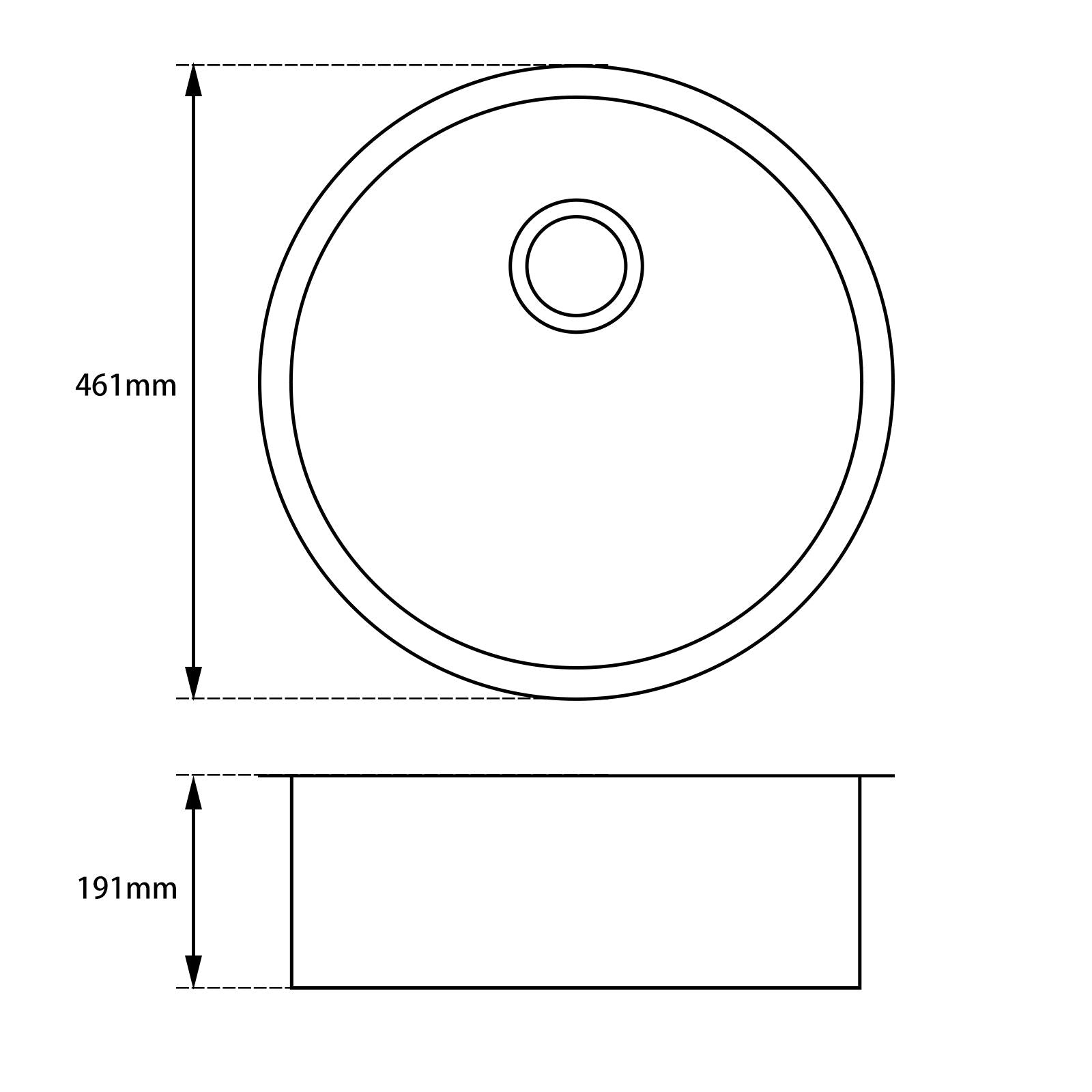 Black Granite Quartz Stone Kitchen/Laundry Sink Round Single Bowl Top/Under Mount 460mm