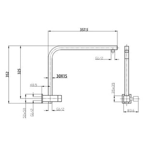 Square Chrome Half Shower Station without Shower Head and Handheld Shower