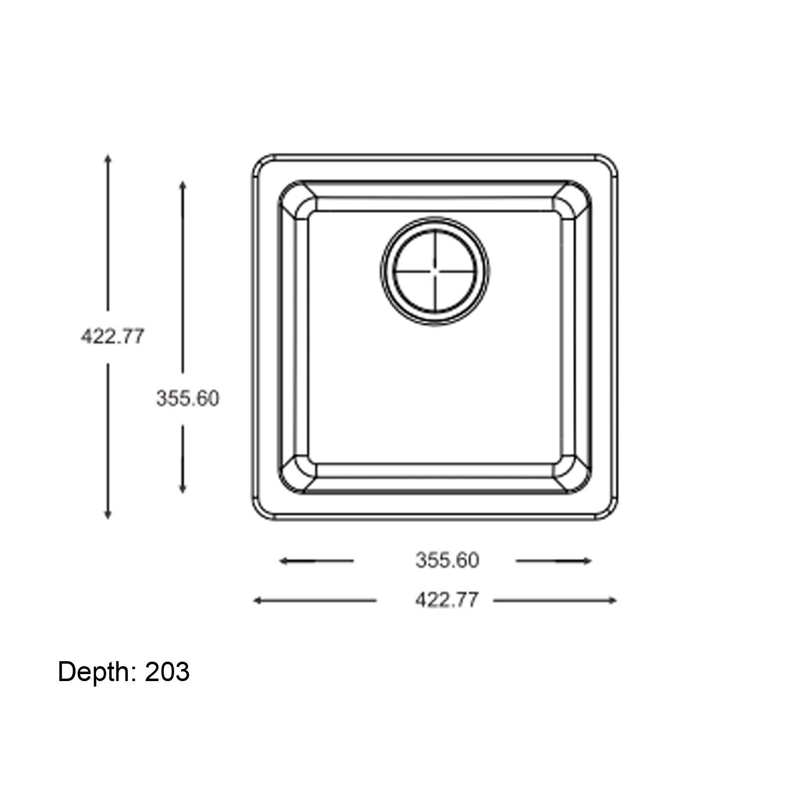 White Granite Quartz Stone Kitchen/Laundry Sink Single Bowl Top/Under Mount 422*422*203mm