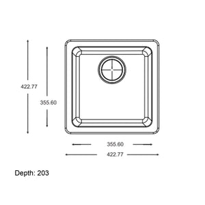 White Granite Quartz Stone Kitchen/Laundry Sink Single Bowl Top/Under Mount 422*422*203mm