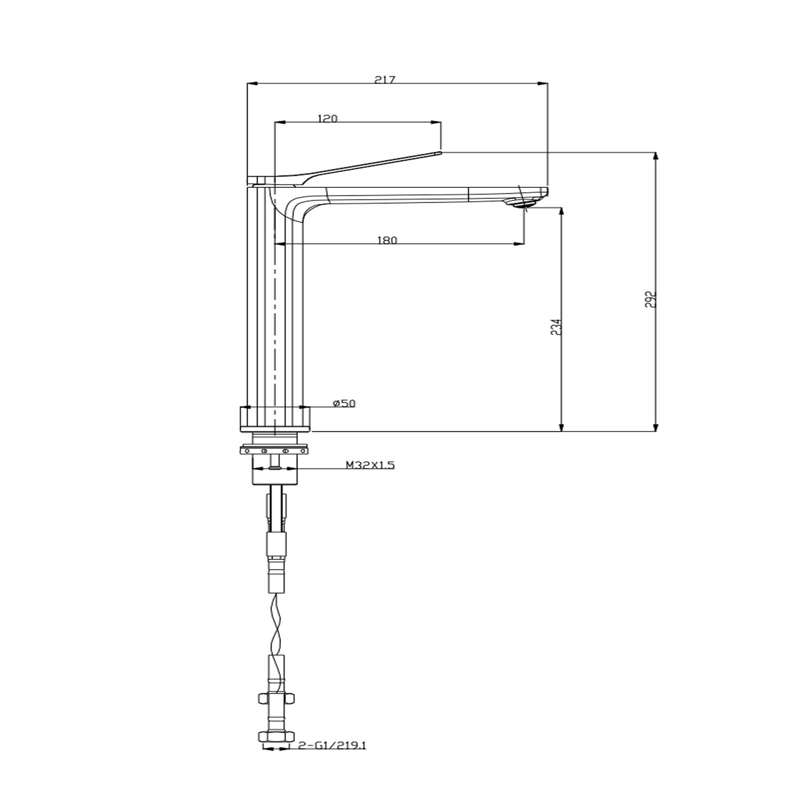 RUSHY Series Brushed Yellow Gold Tall Basin Mixer