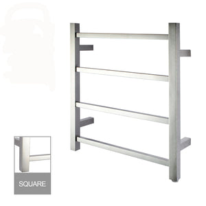 Square Chrome Electric Heated Towel Rack 4 Bars