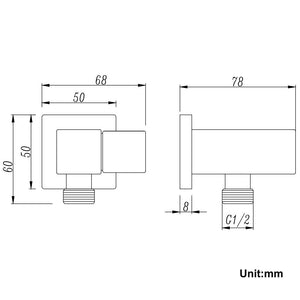 Esperia Chrome Square Shower Holder Wall Connector & Hose