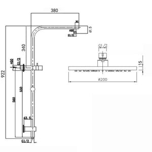 Pentro 250mm Chrome Round Handheld Shower Station