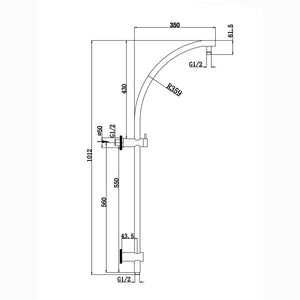 Round Chrome Top Inlet Shower Rail