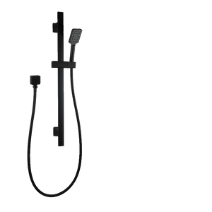 3 Functions Square Black Hand held Shower Set With Rail