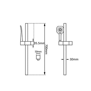 3 Functions Square Black Hand held Shower Set With Rail