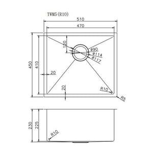 510*450*230mm Hand-made Single Bowl Kitchen Sink(Round Edges)