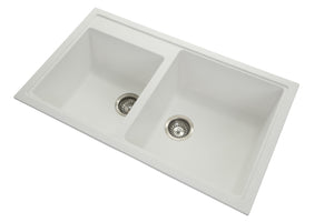 860 x 500 x 205mm Carysil N200 Double Bowl Granite Kitchen Sink Top/Flush/Under Mount